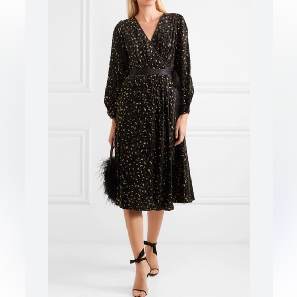 Diane Von Furstenberg Animal Print Semi Sheer Wrap Midi Dress - Picture 1 of 16